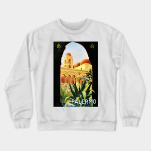 Vintage Travel Poster Italy Palermo Crewneck Sweatshirt